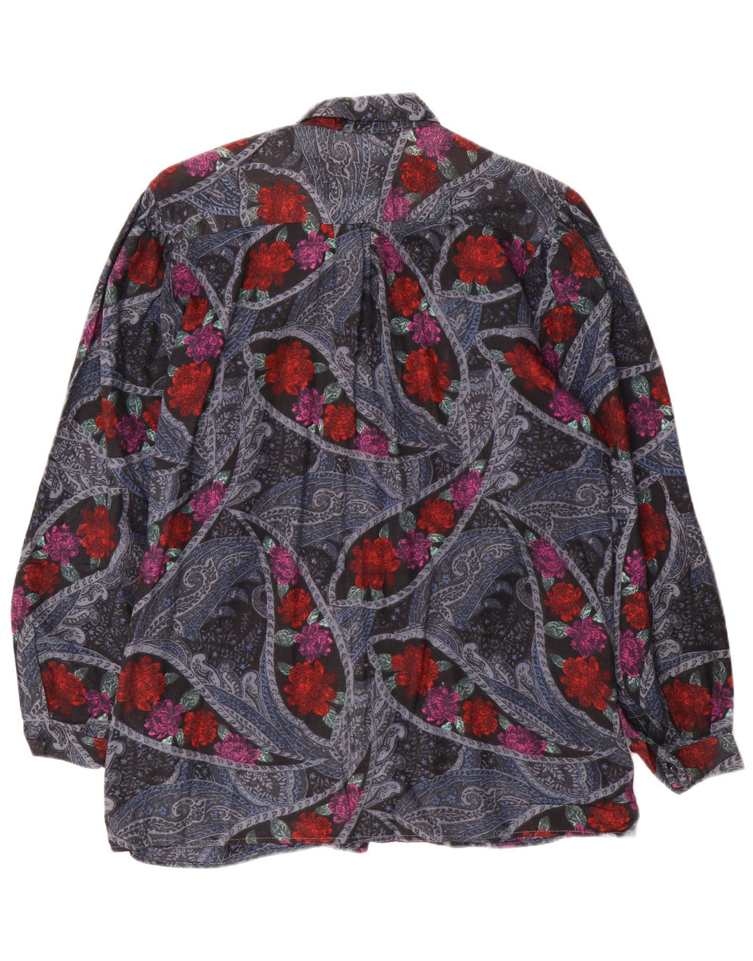 VINTAGE Ženska košulja UK 16 Veliki višebojni cvjetni