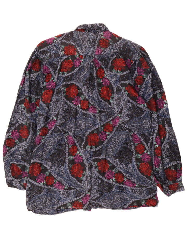 VINTAGE Ženska košulja UK 16 Veliki višebojni cvjetni