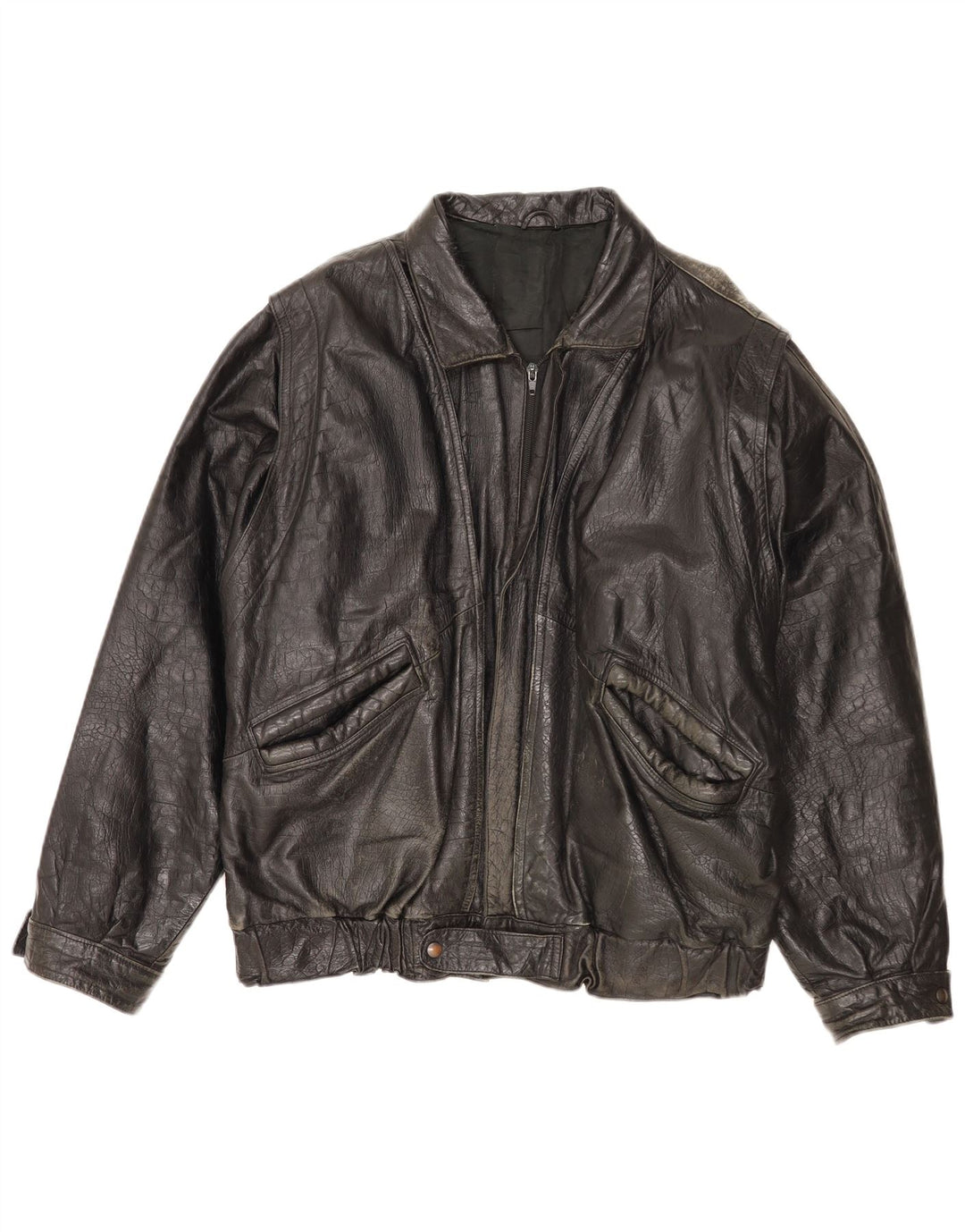 Vintage muška kožna jakna IT 52 XL crna koža