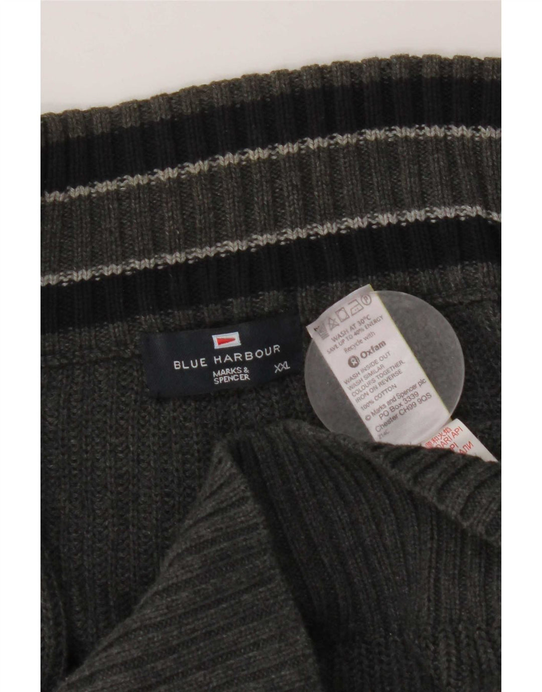 Marks & Spencer muški plavi Harbor džemper 2XL sivi pamuk