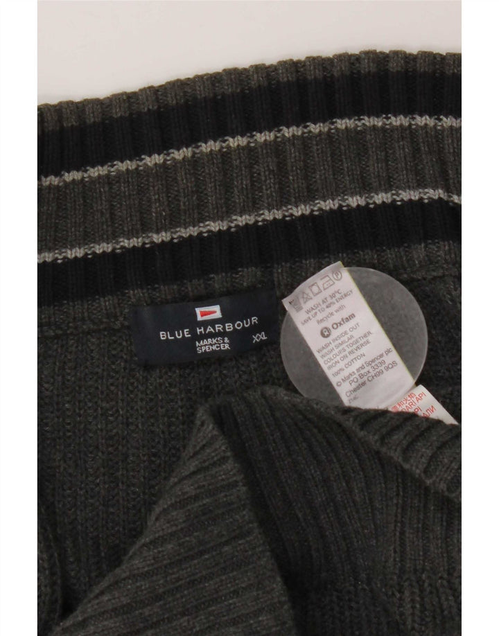 Marks & Spencer muški plavi Harbor džemper 2XL sivi pamuk