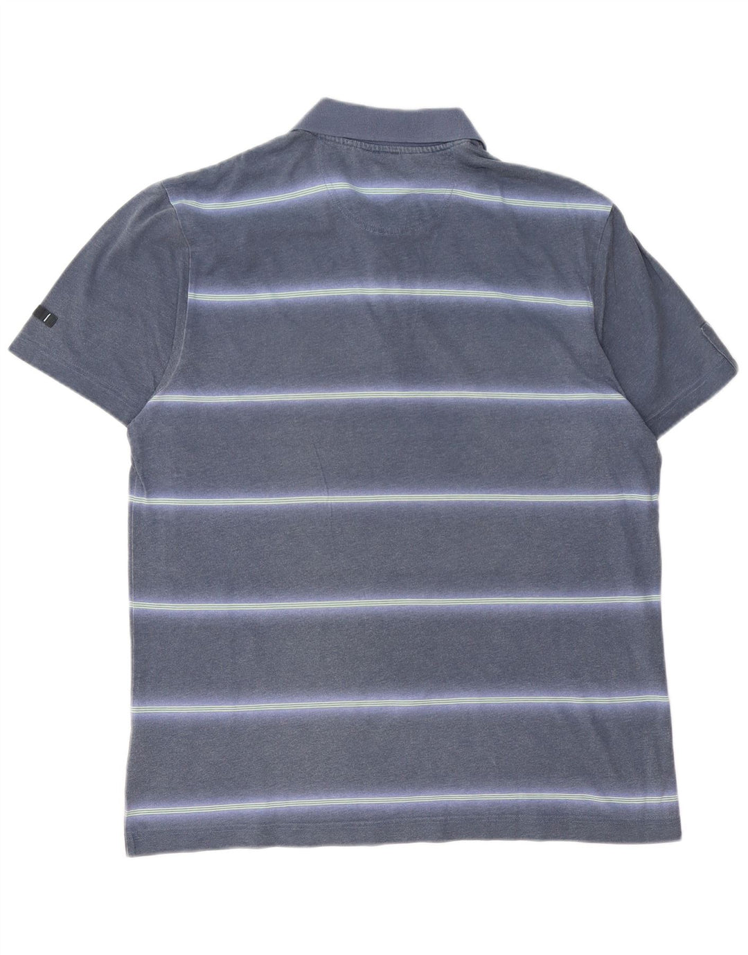ADIDAS Mens Polo Shirt Large Blue Striped Cotton