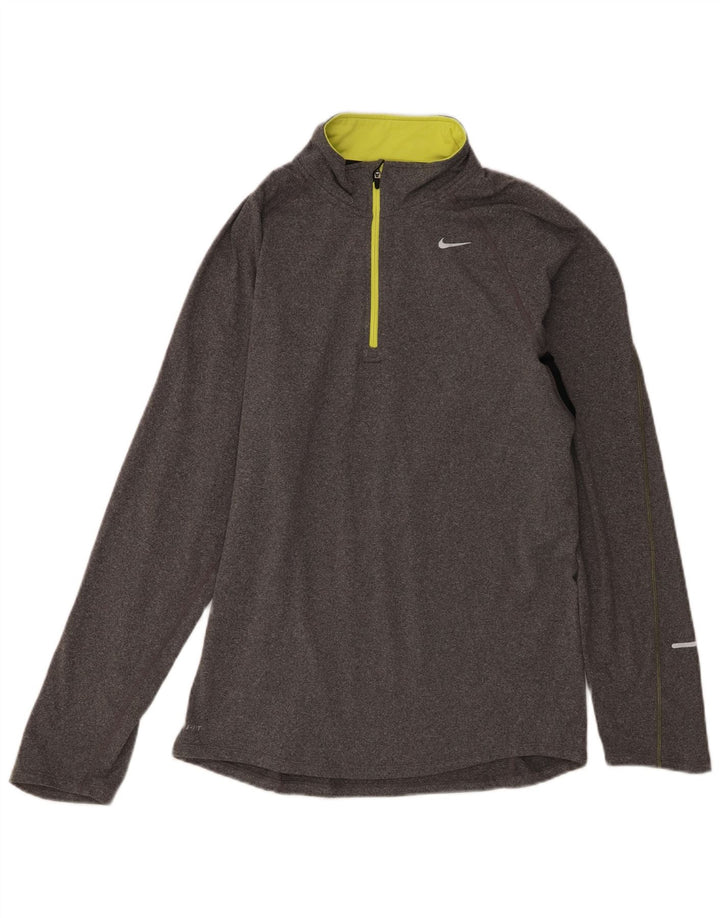 Nike Dri Fit majica s izrezom s patentnim zatvaračem Gornji dio trenirke male sive boje