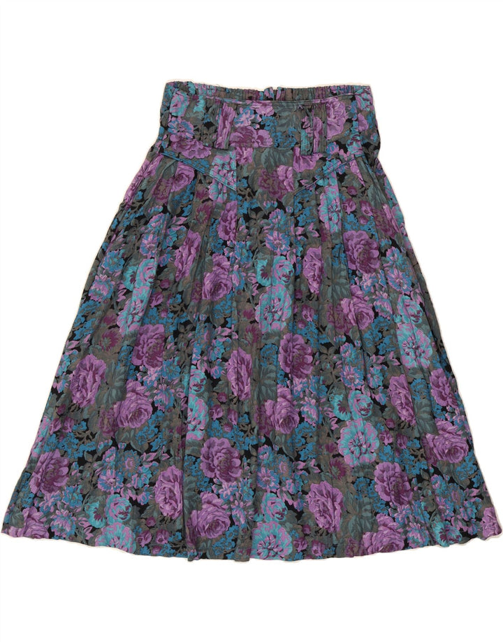 VINTAGE Womens Pleated A-Line Skirt W30 Medium Multicoloured Floral Vintage Vintage and Second-Hand Vintage from Messina Hembry 