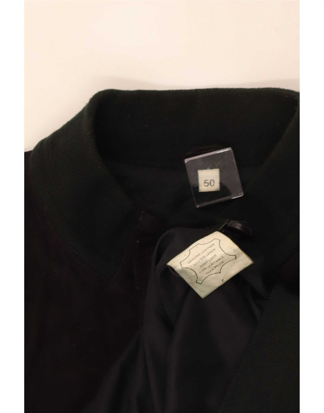 Vintage muška bomber jakna od brušene kože IT 50 velika crna koža