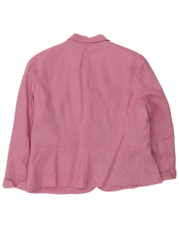 Chaps ženski sako sa 4 gumba i 3/4 rukava UK 18 XL od ružičastog lana