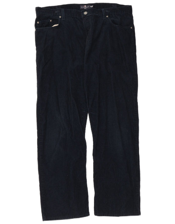 Marks & Spencer Mens Blue Harbor Ravne samtaste hlače W40 L29 Mornarsko plave