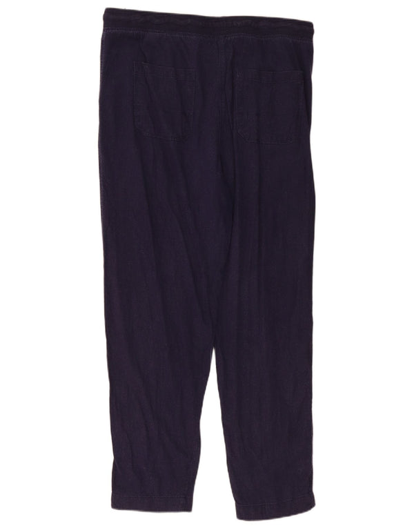 Marks & Spencer Womens Casual Trousers UK 14 Large W34 L29 Navy Blue