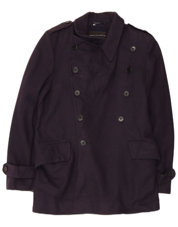 French Connection muški trenč kaput UK 38 Srednja tamnoplava djevičanska vuna