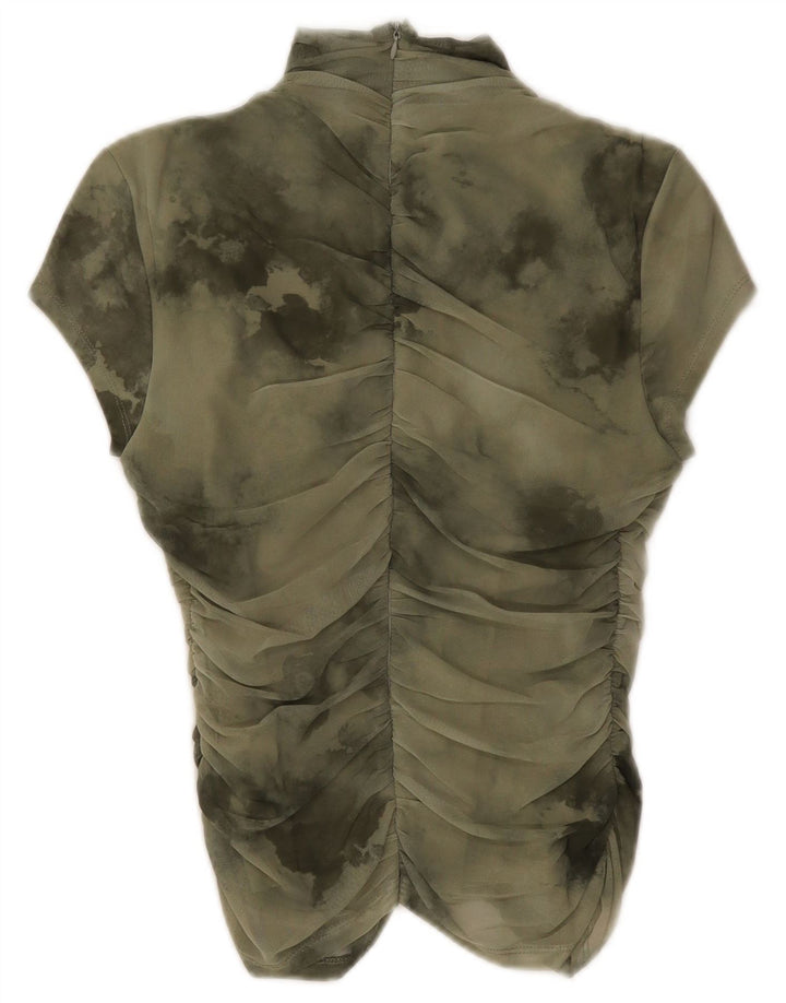 Zara ženski gornji dio bluze UK 12 Medium Green Tie Dye poliester