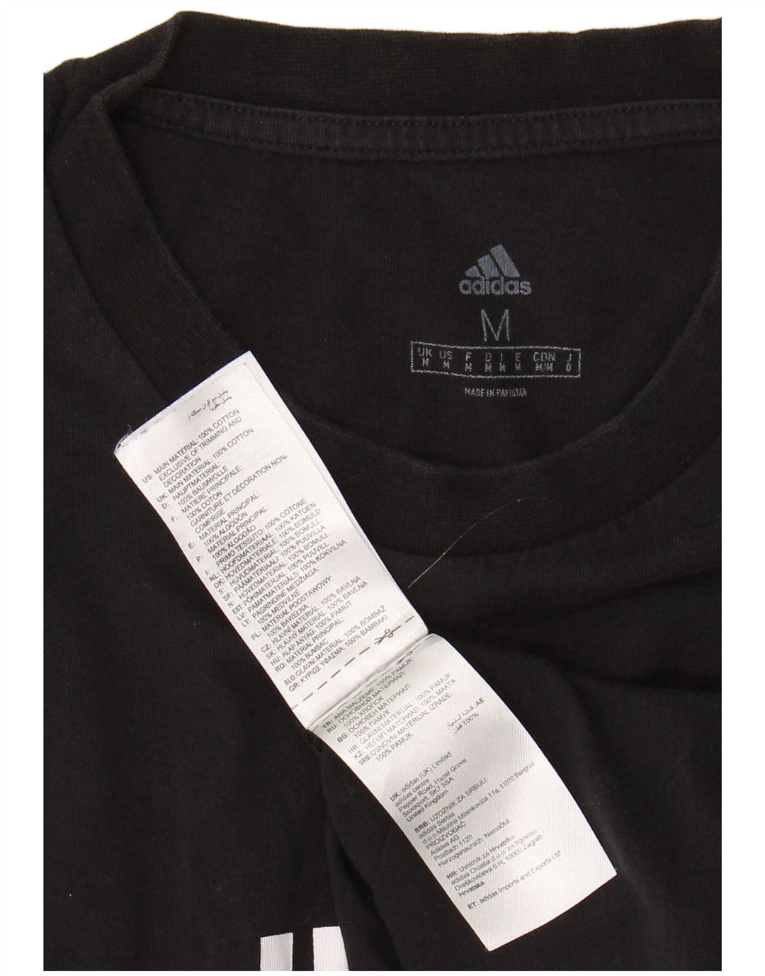 ADIDAS Mens Graphic T-Shirt Top Medium Black Cotton