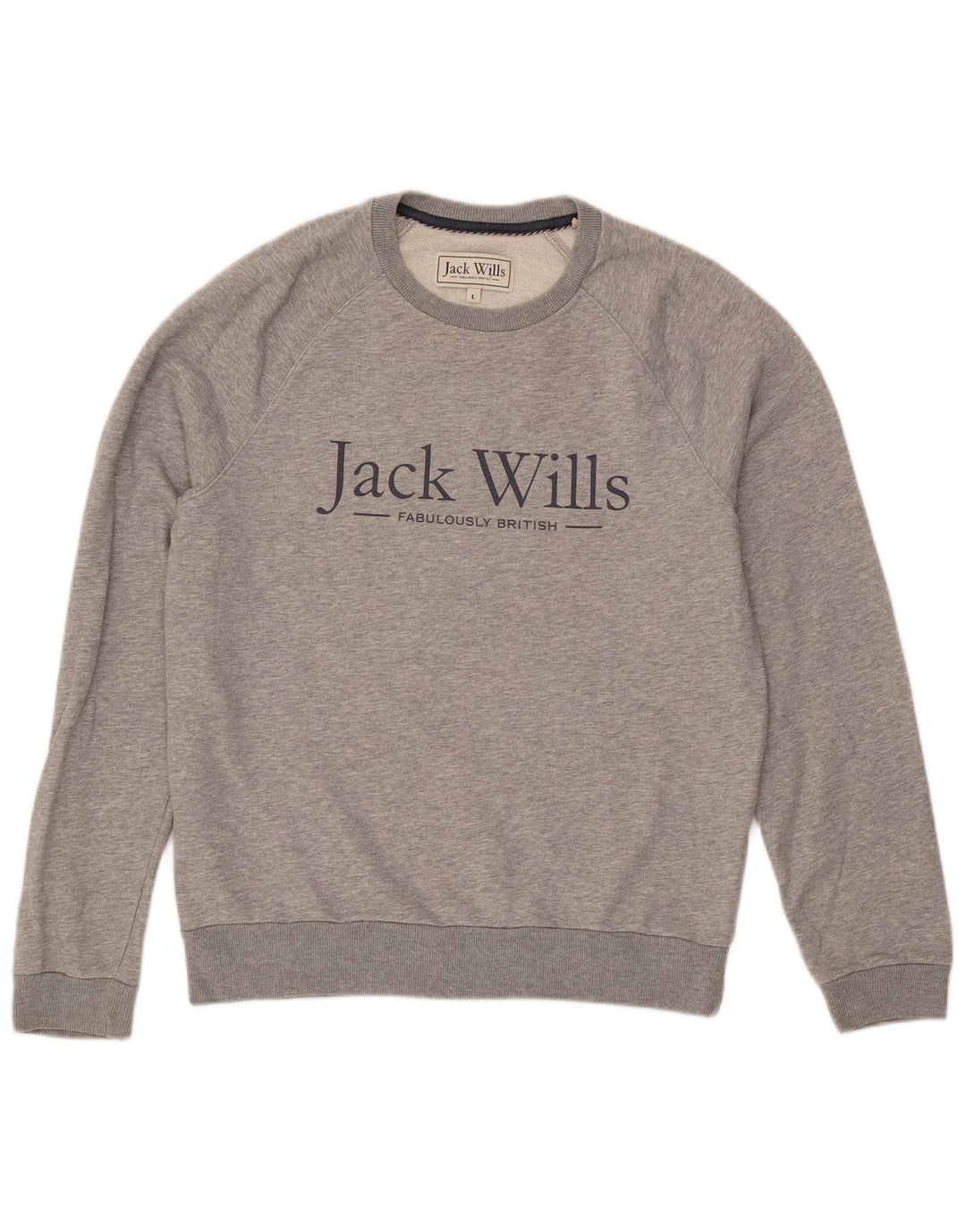 JACK WILLS Veliki, sivi pamuk, muški džemper s grafičkim motivima