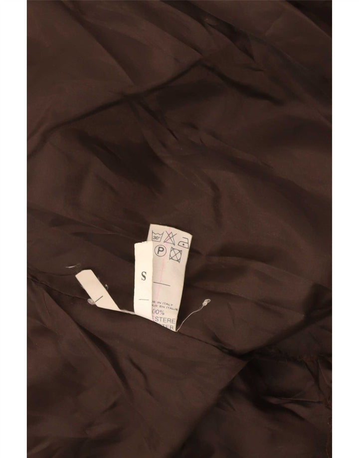 Vintage ženska bomber jakna od umjetnog krzna UK 10, mali smeđi poliester