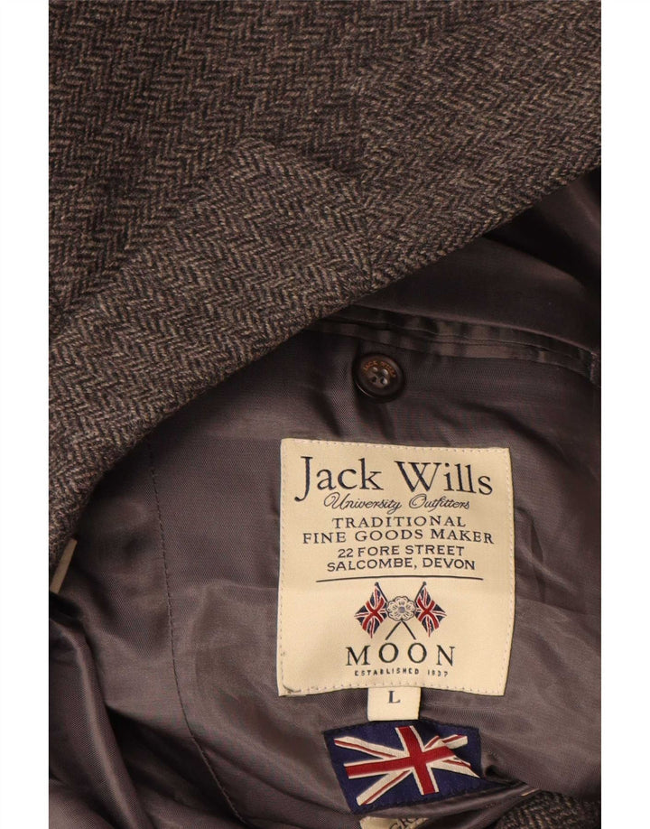 Jack Wills Muški sako sa 2 gumba UK 40 Velika siva vunena riblja kost