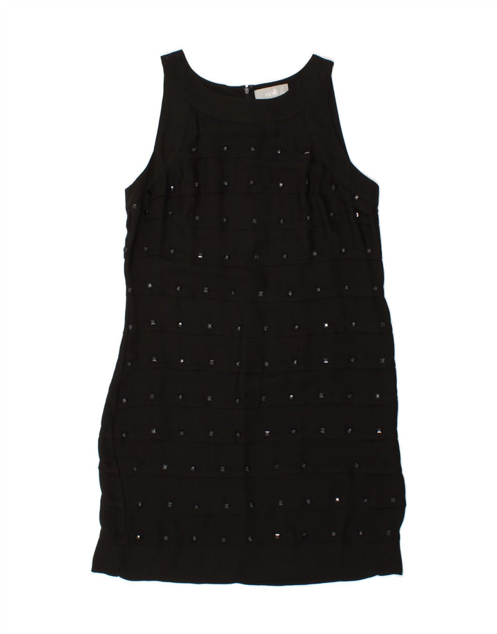 WALLIS Womens Sleeveless Sheath Dress UK 12 Medium Black Polyester Vintage Wallis and Second-Hand Wallis from Messina Hembry 