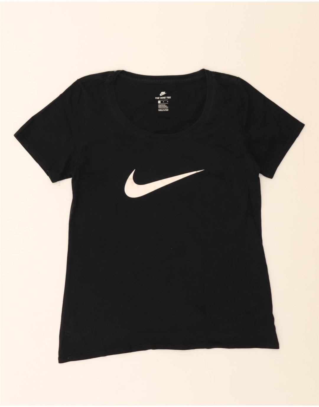 NIKE Womens Athletic Cut Graphic T-Shirt Top UK 14 Medium Black Vintage Nike and Second-Hand Nike from Messina Hembry 