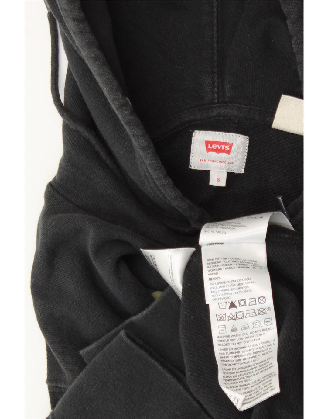 LEVI'S muška majica s kapuljačom s kapuljačom, mali crni pamuk