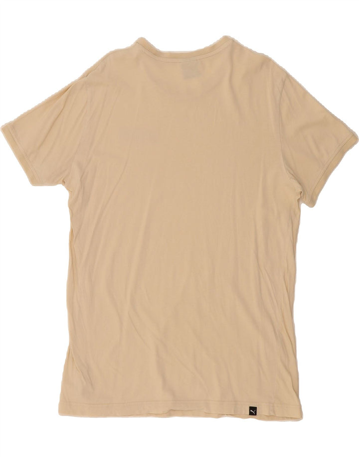 PUMA Mens Graphic T-Shirt Top Medium Beige Cotton Vintage Puma and Second-Hand Puma from Messina Hembry 