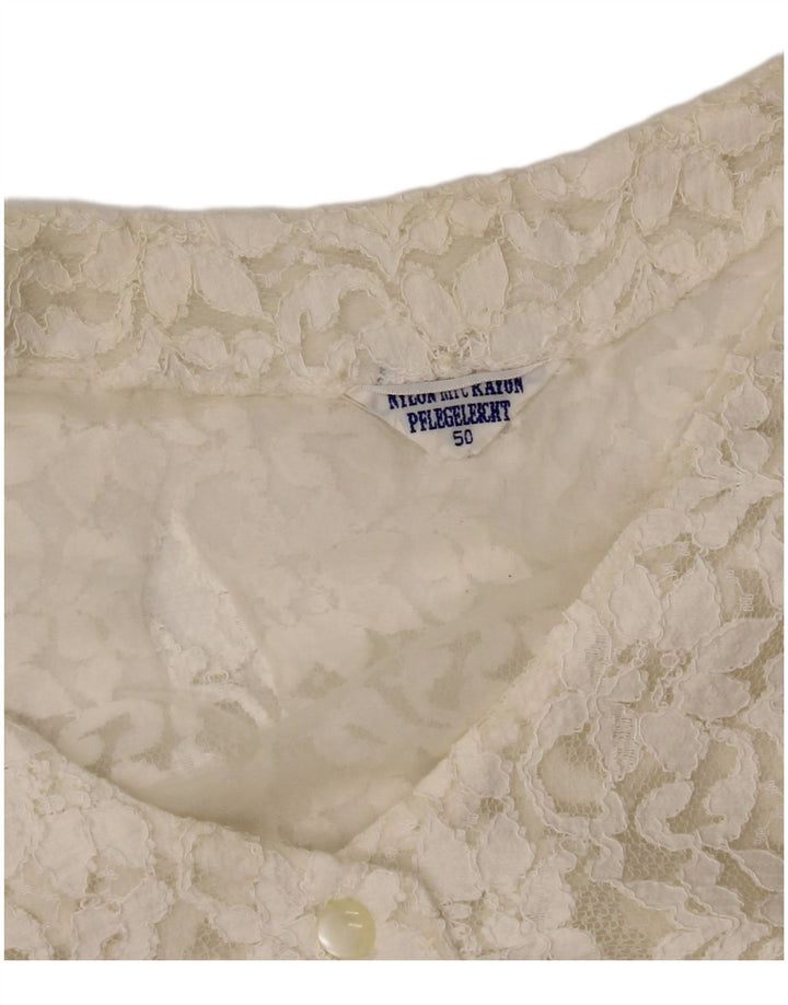 VINTAGE ženska skraćena košulja bez rukava bluza IT 50 XL sivo bijela cvjetna