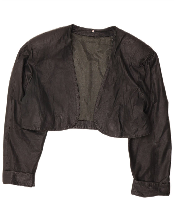 VINTAGE ženska kožna bolero jakna UK 14 Srednje zelena