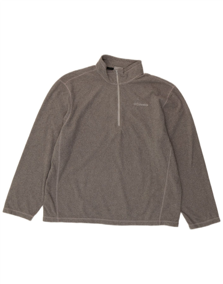 COLUMBIA Mens Zip Neck Fleece Jumper XL Grey Polyester