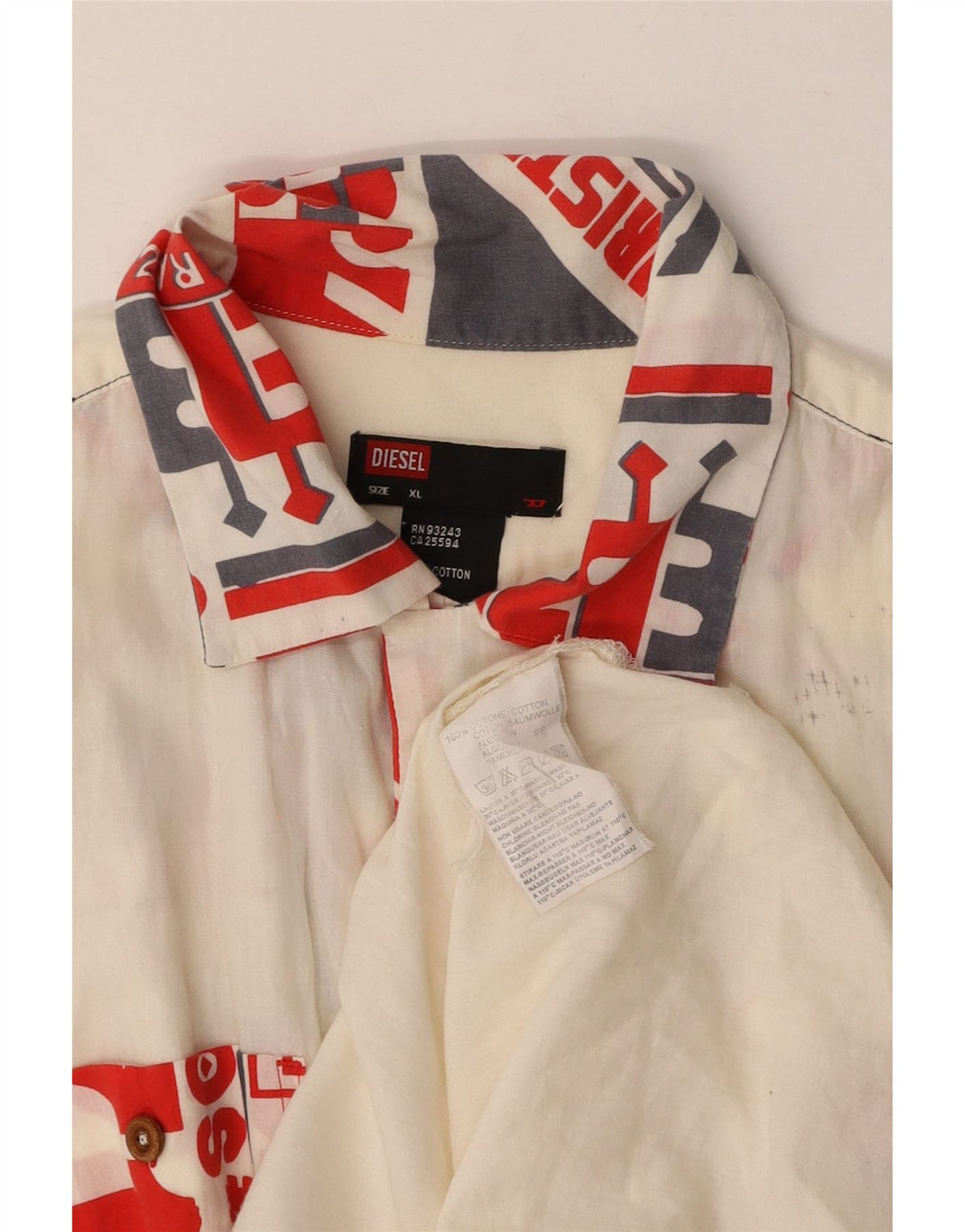 DIESEL Muška grafička majica kratkih rukava XL sivo bijeli pamuk u blokovima boja