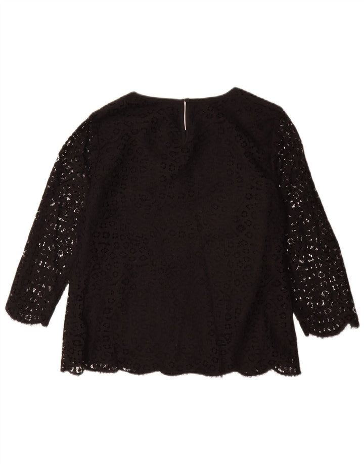 J. CREW Ženski gornji dio bluze s 3/4 rukavima US 8 Srednje crni cvjetni pamuk