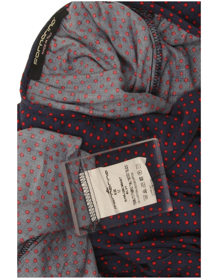 Fornarina gornji dio ženske bluze UK 14 srednje mornarsko plave točke retro