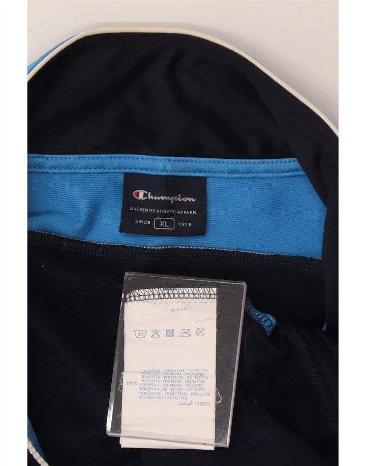 CHAMPION Mens Tracksuit Top Jacket XL Navy Blue Colourblock Polyester Vintage Champion and Second-Hand Champion from Messina Hembry 