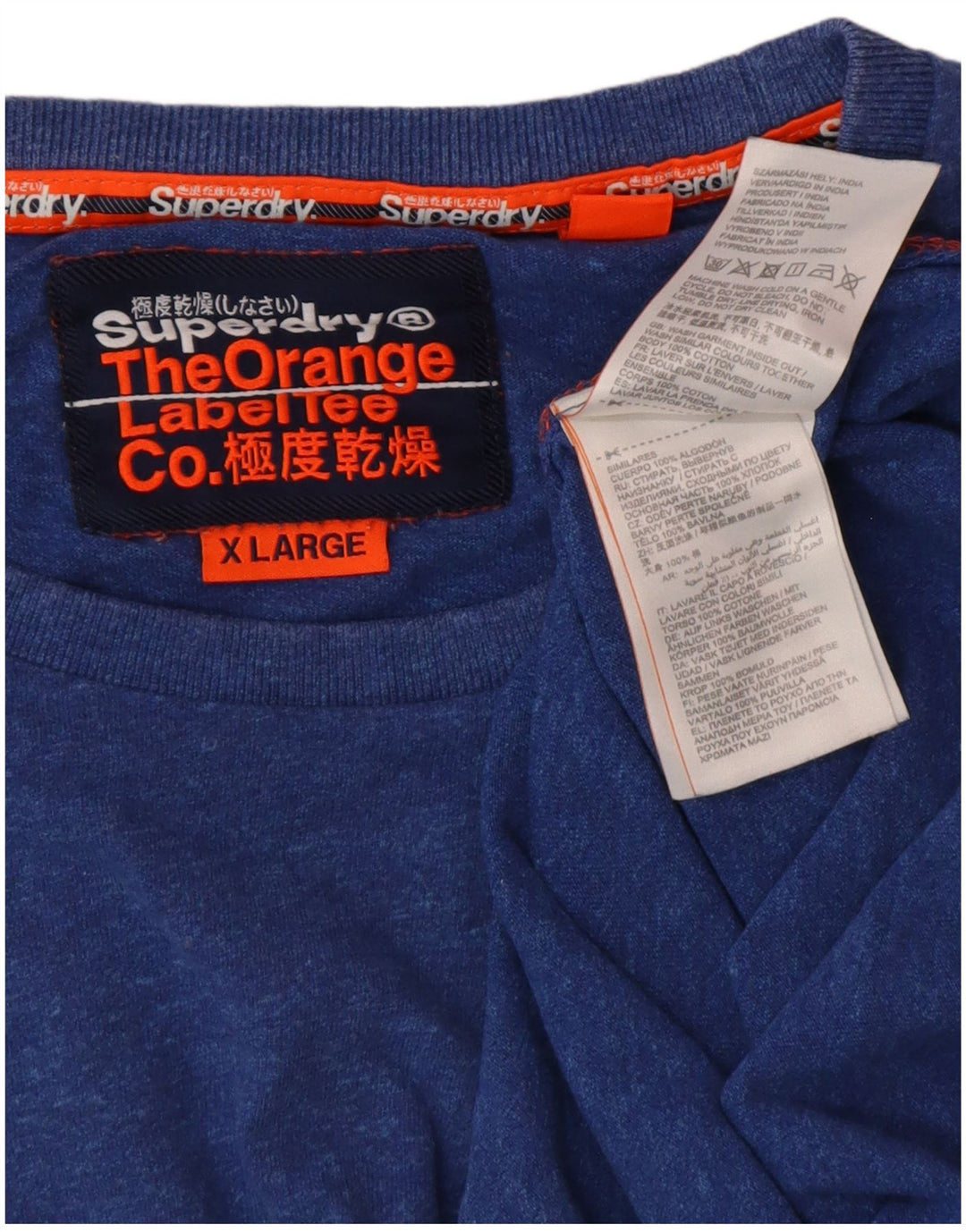 SUPERDRY muška majica kratkih rukava XL plavi flekasti pamuk