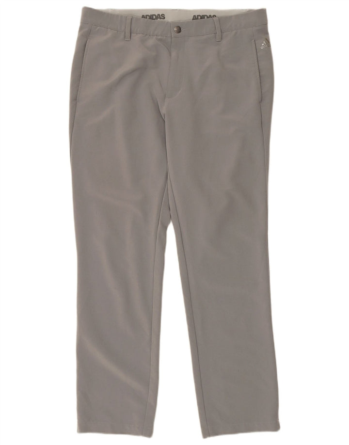 ADIDAS Mens Slim Chino Trousers W36 L29 Grey Polyester