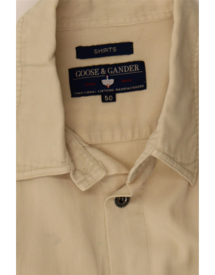 GOOSE & GANDER Mens Military Short Sleeve Shirt IT 50 Medium Beige Vintage Goose & Gander and Second-Hand Goose & Gander from Messina Hembry 