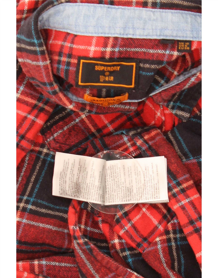 Superdry ženska flanelska košulja UK 10 mali crveni karirani pamuk