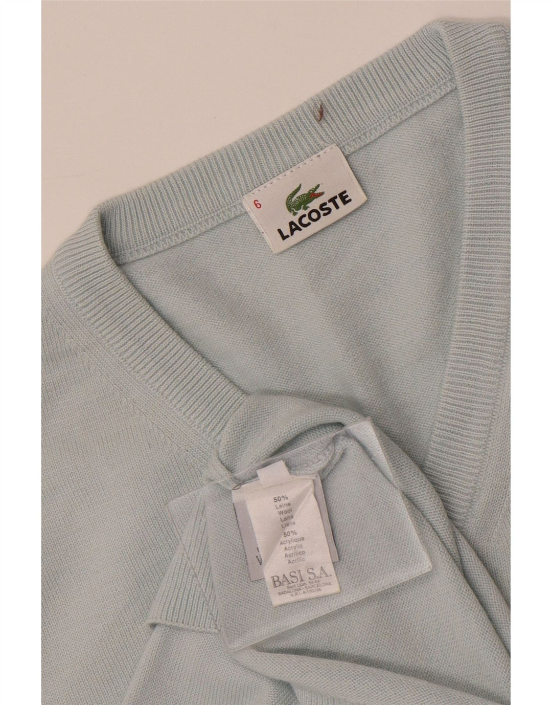 Lacoste muški džemper s V-izrezom veličina 6 XL plava vunena