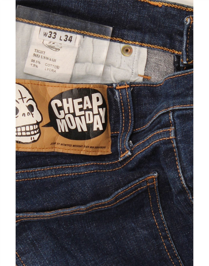 CHEAP MONDAY Ženske uske traperice W33 L28 tamnoplavi pamuk
