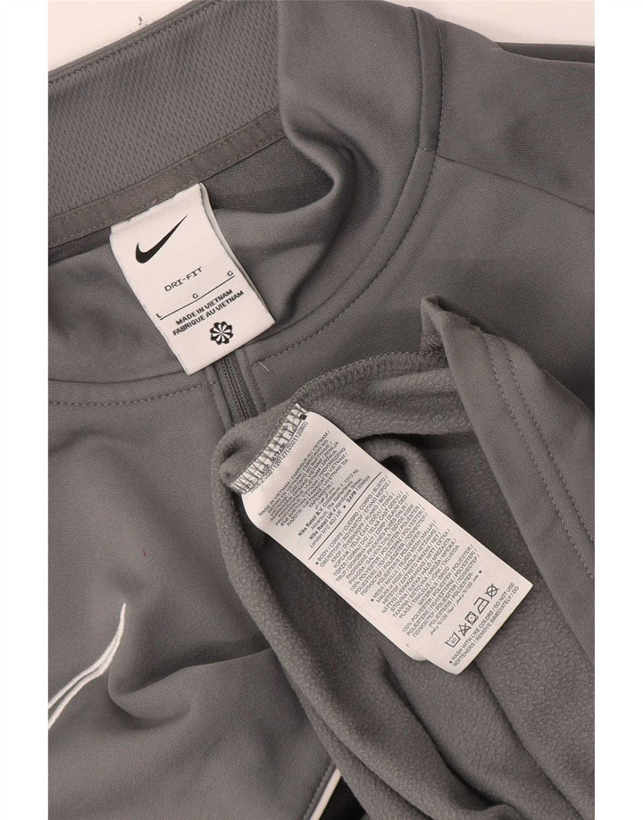 Nike Dri Fit majica s izrezom na patent i gornji dio velike sive boje