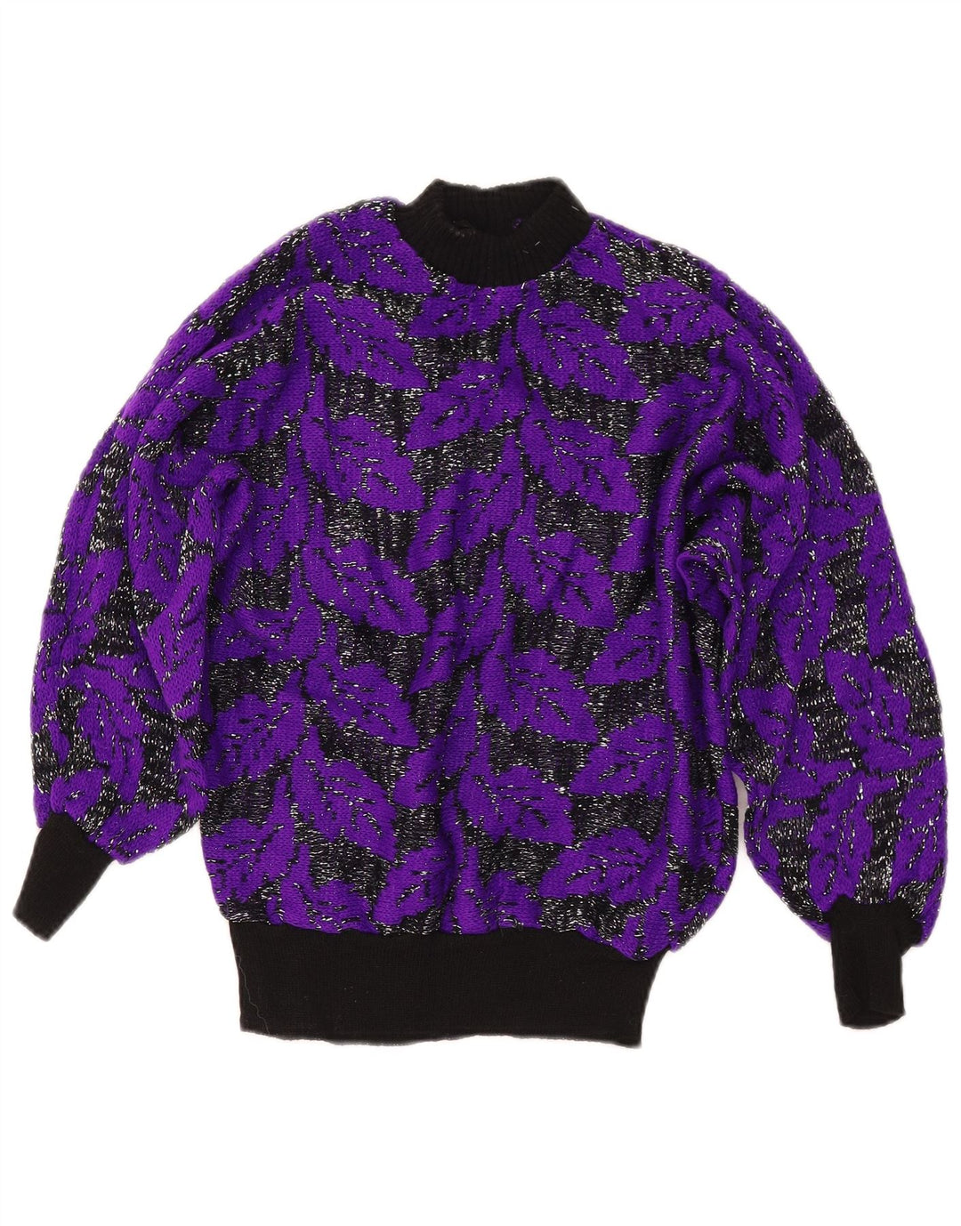 VINTAGE ženski džemper s kornjačičastim ovratnikom UK 8 Mali blok ljubičaste boje