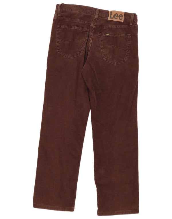 Lee Mens Broken In Ravne samtaste hlače W33 L32 Smeđi pamuk