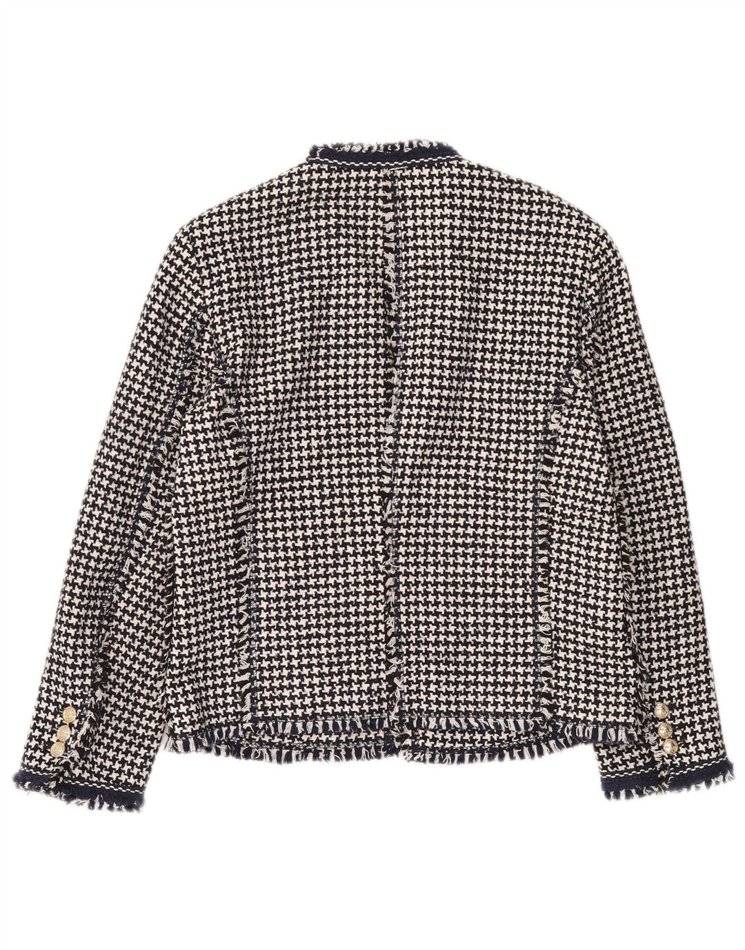 Zara ženska jakna s otvorenim sakoom UK 12, srednje crna houndstooth
