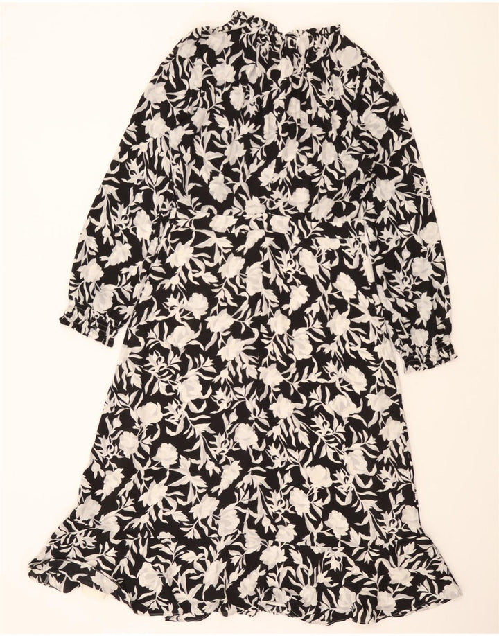 J. CREW Womens Long Sleeve Maxi Dress US 4 Small Black Floral Polyester Vintage J. Crew and Second-Hand J. Crew from Messina Hembry 