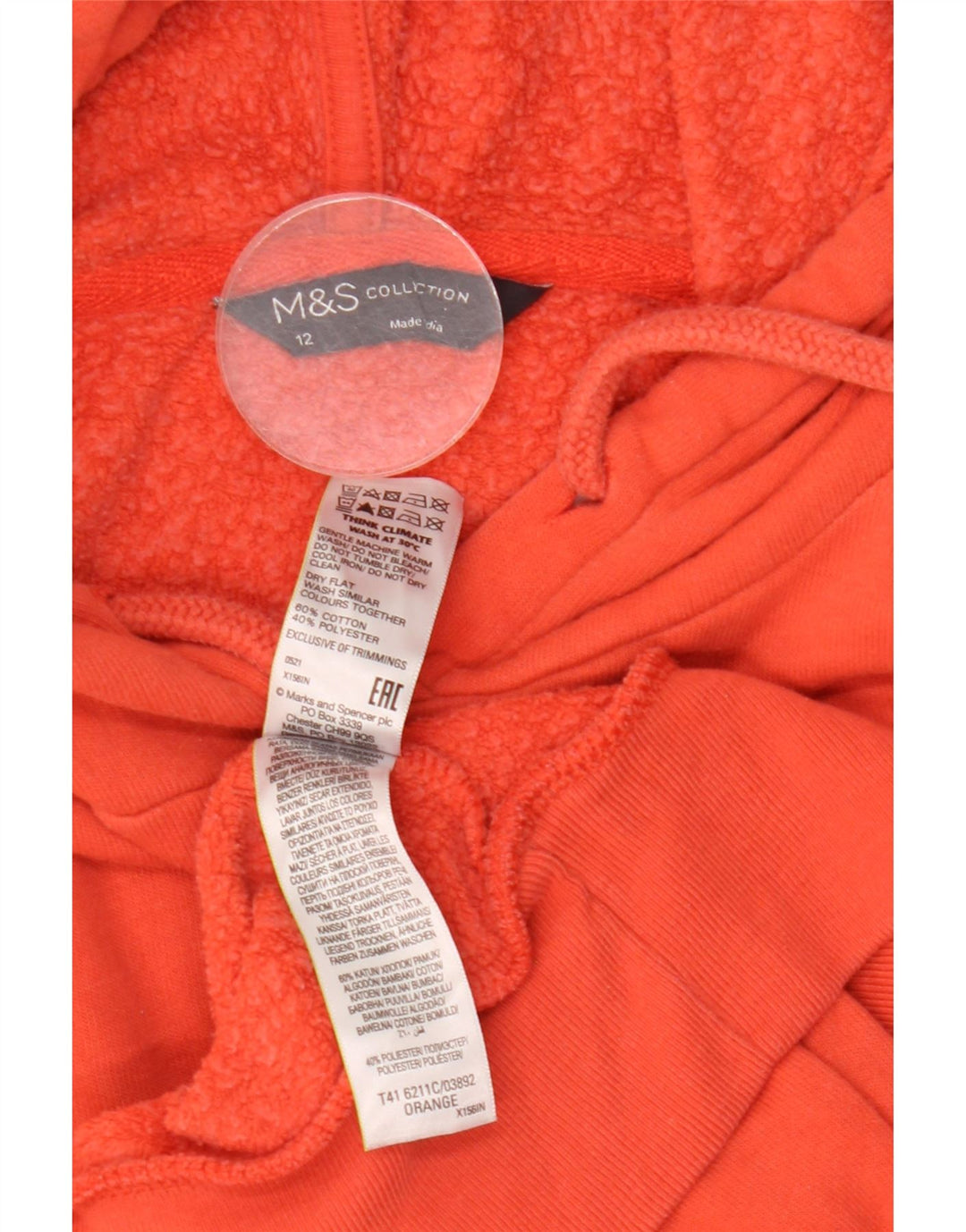 Marks & Spencer ženska velika majica s kapuljačom UK 12 srednje narančasta pamuk