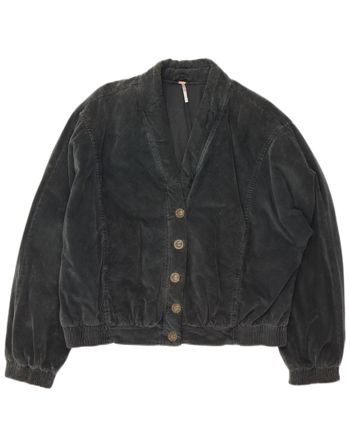 Vintage ženska prevelika bomber jakna UK 16 Veliki sivi pamuk