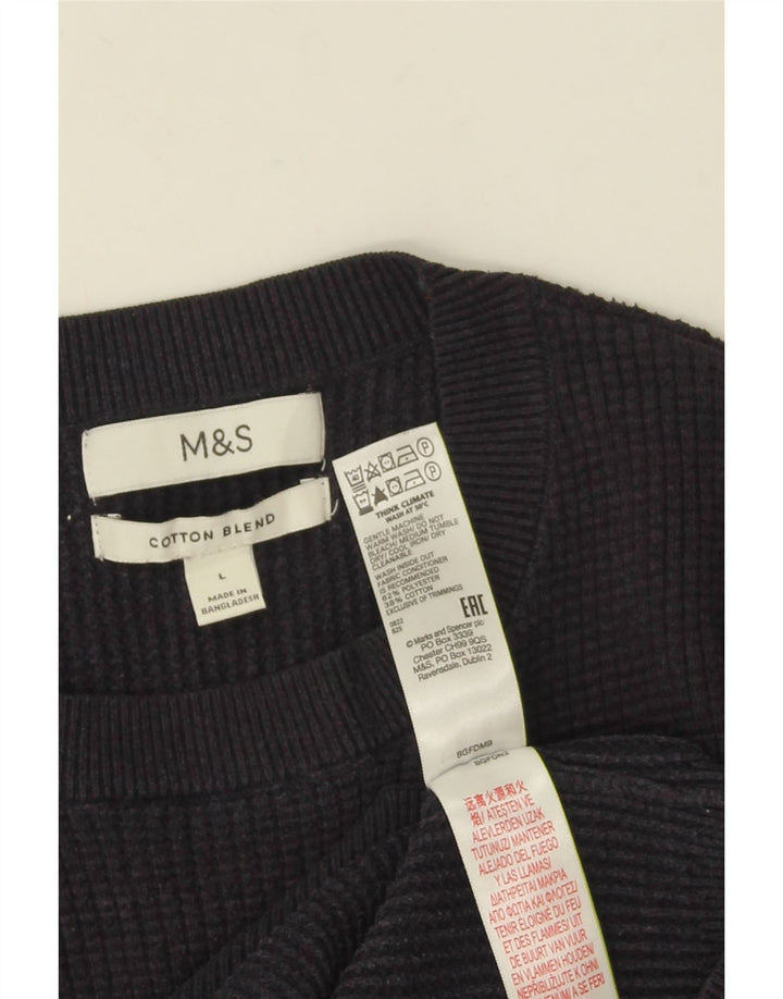 Marks & Spencer muški džemper s okruglim izrezom, veliki tamnoplavi poliester