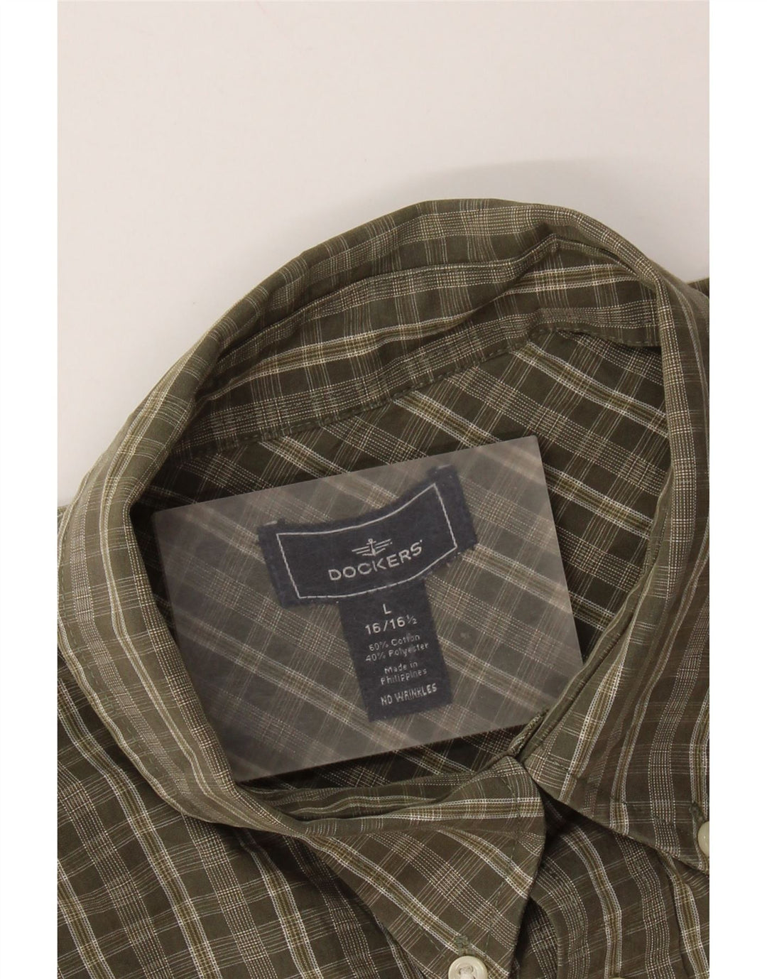 DOCKERS Muška košulja veličine 16 1/2 veliki kaki karirani pamuk