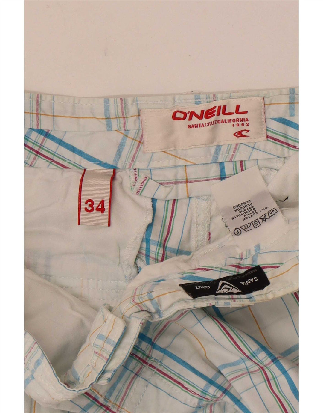 O'Neill muške kargo kratke hlače W34 veliki plavi karirani pamuk