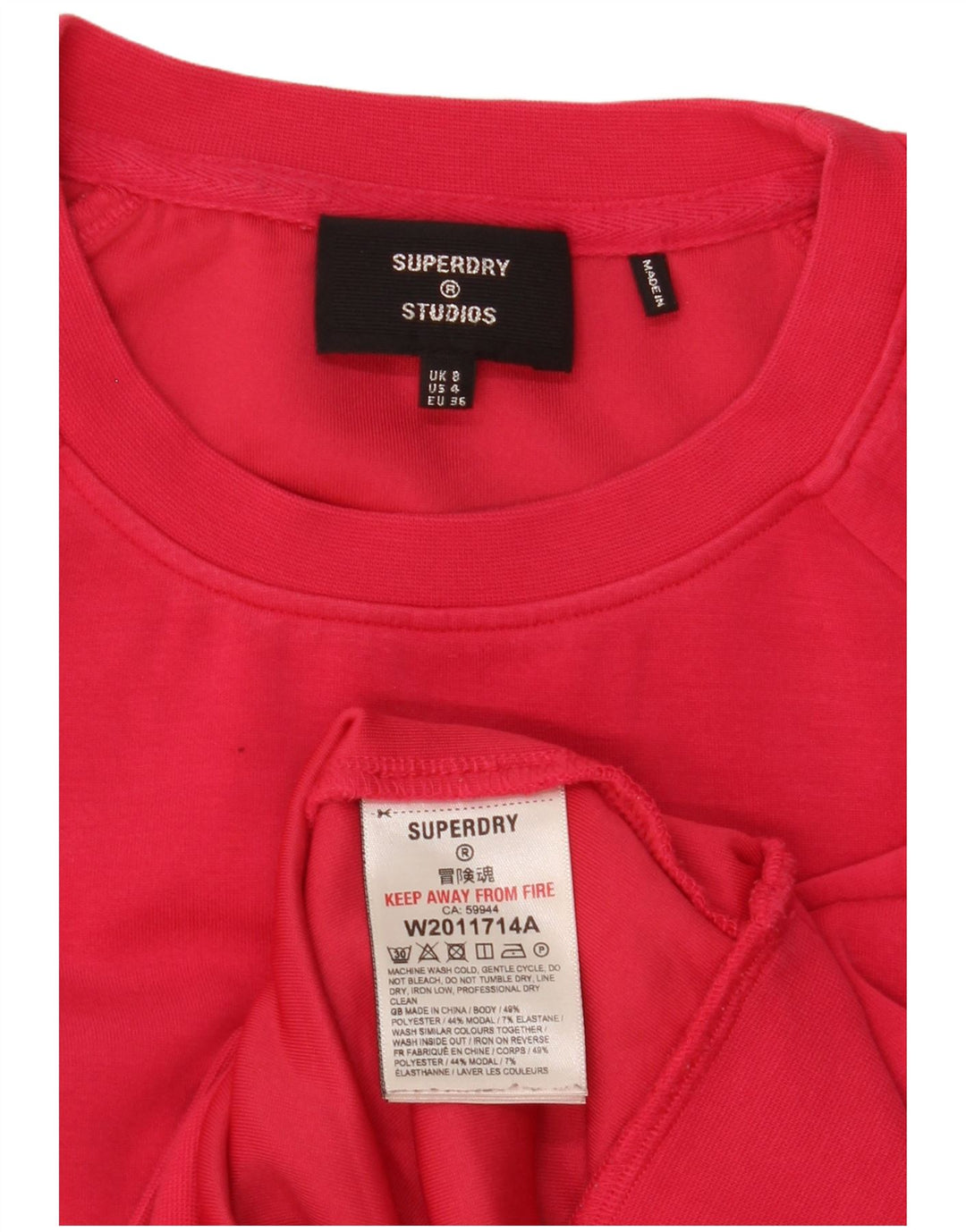 Superdry ženska kratka prekomjerna majica UK 8 Mali crveni poliester