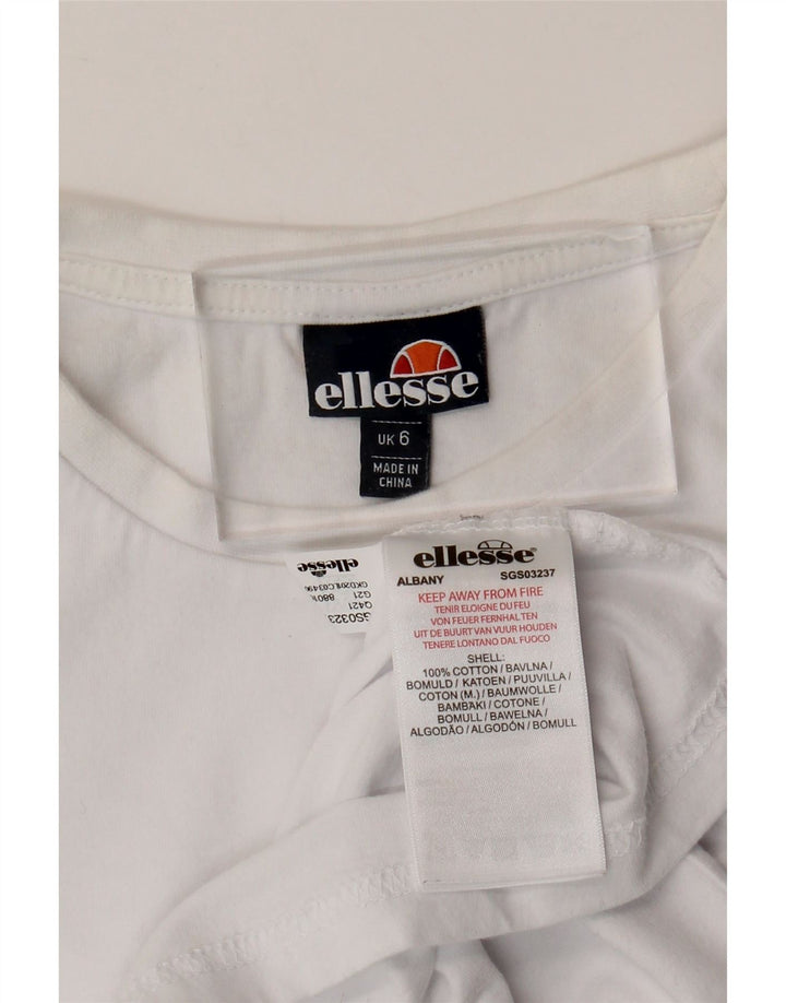 ELLESSE Ženska grafička majica kratkih rukava UK 6 XS Bijeli pamuk