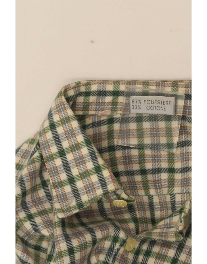 Vintage muška flanelska košulja od malog zelenog kariranog poliestera
