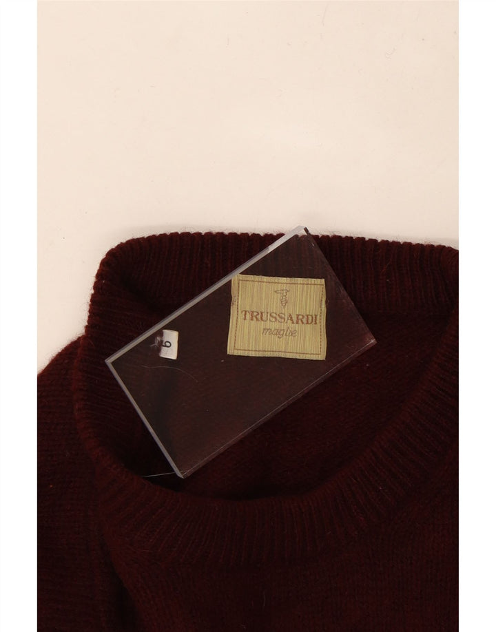 TRUSSARDI muški džemper s okruglim izrezom 2XL od kestenjaste vune