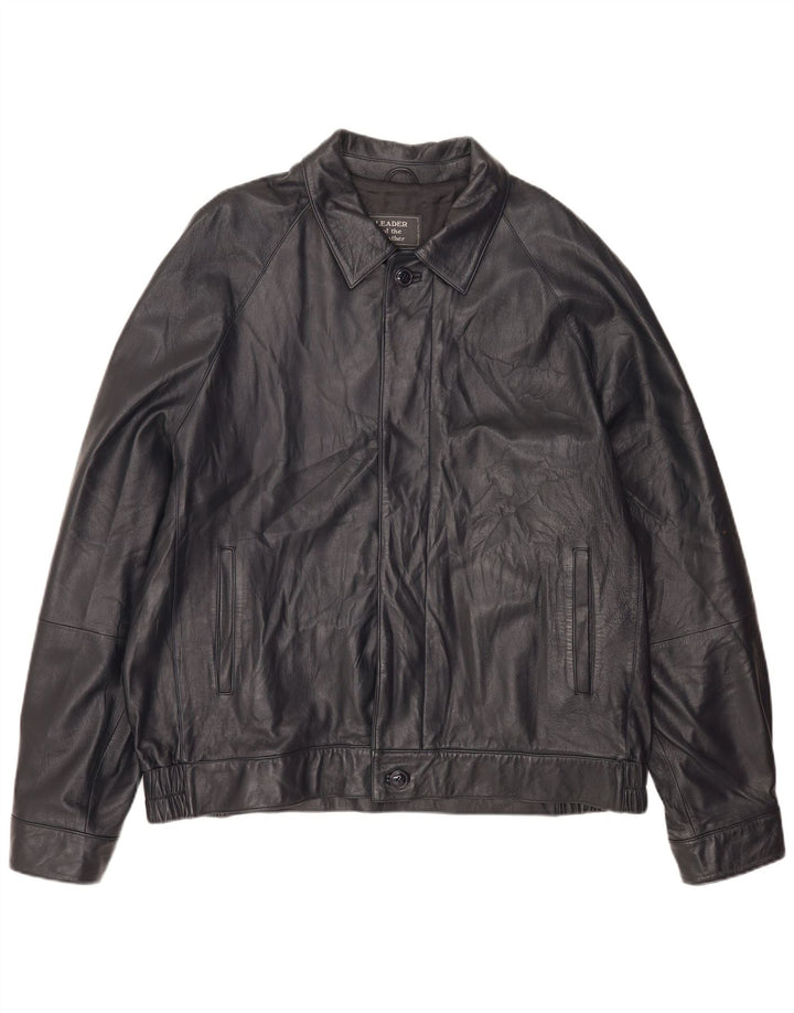 Vintage muška bomber kožna jakna IT 56 3XL crna koža